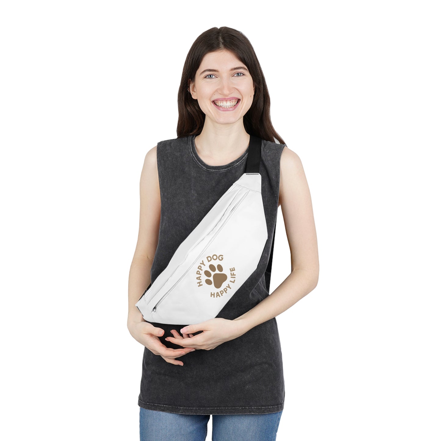 Happy Dog Paw Large Fanny Pack — Hands-Free Dog Walking Waist Bag